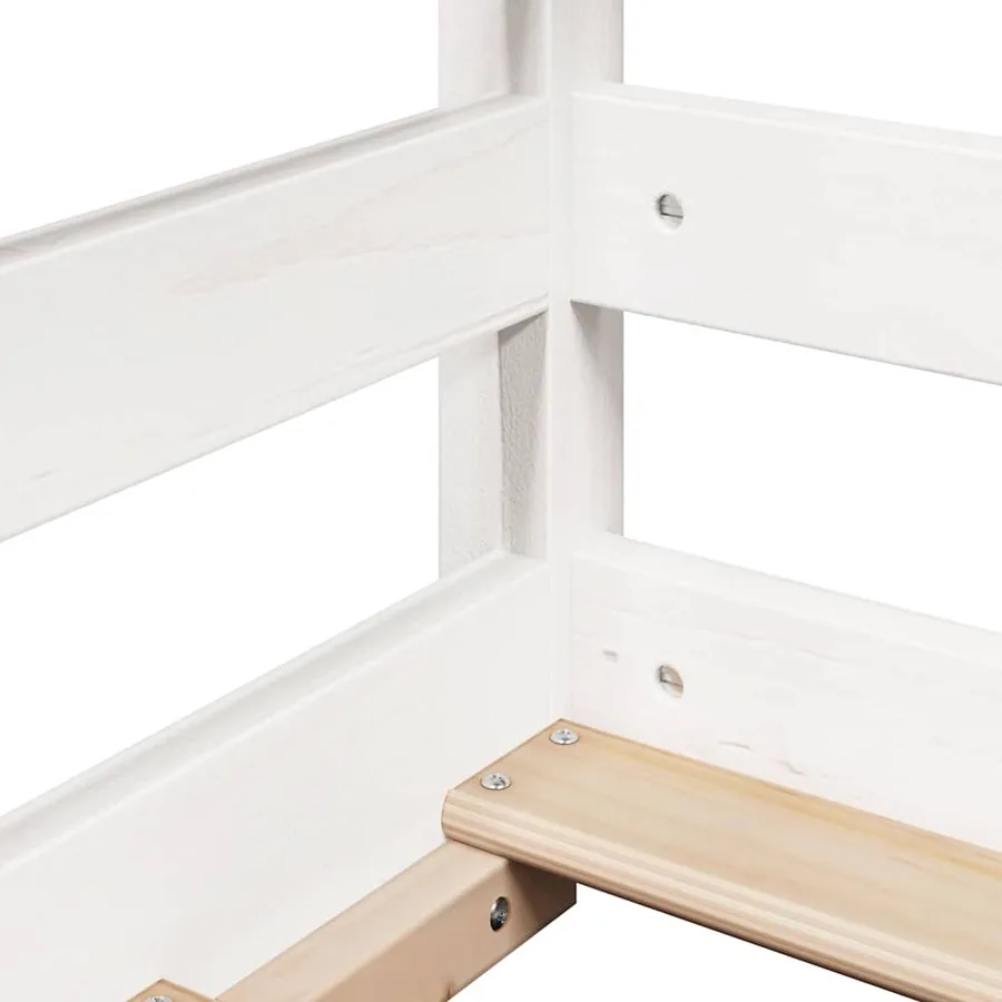 Lit pour enfants sans matelas blanc 70x140cm bois de pin massif - 7