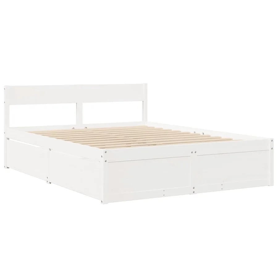 Cadre de lit sans matelas blanc 160x200 cm bois de pin massif - 3