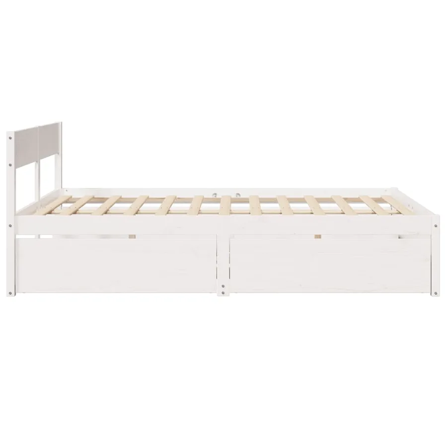 Cadre de lit sans matelas blanc 160x200 cm bois de pin massif - 5