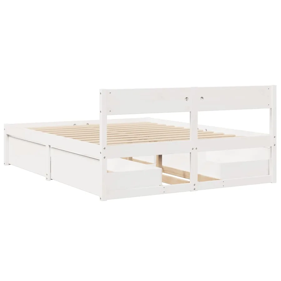 Cadre de lit sans matelas blanc 160x200 cm bois de pin massif - 6