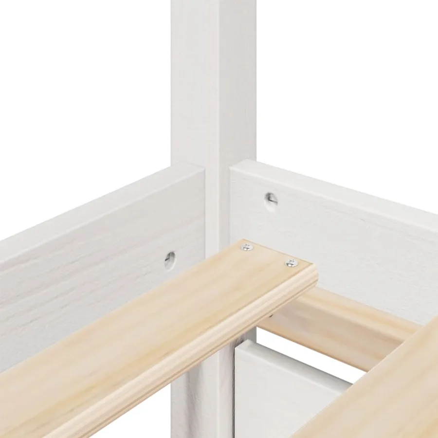 Cadre de lit sans matelas blanc 160x200 cm bois de pin massif - 8