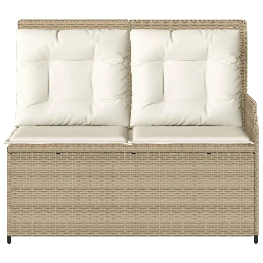 Banc inclinable de jardin avec coussins beige résine tressée - 4