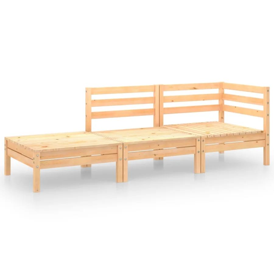 Salon de jardin 3 pcs Bois de pin massif - 2