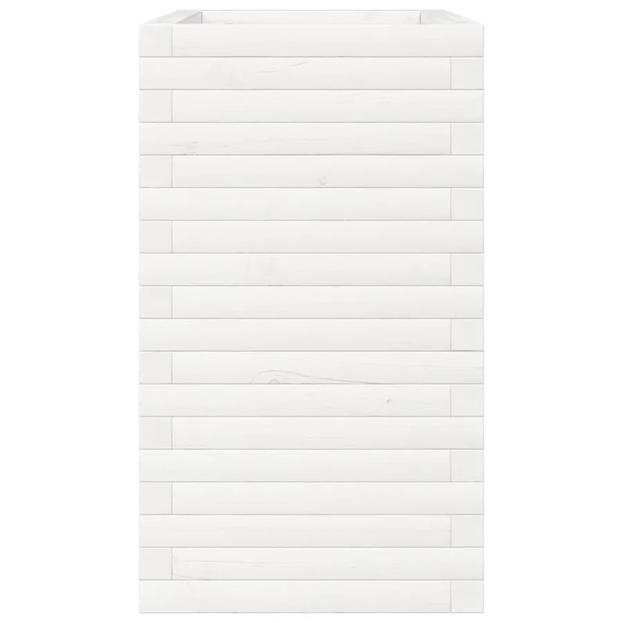 Jardinière blanc 70x40x68,5 cm bois de pin massif - 6