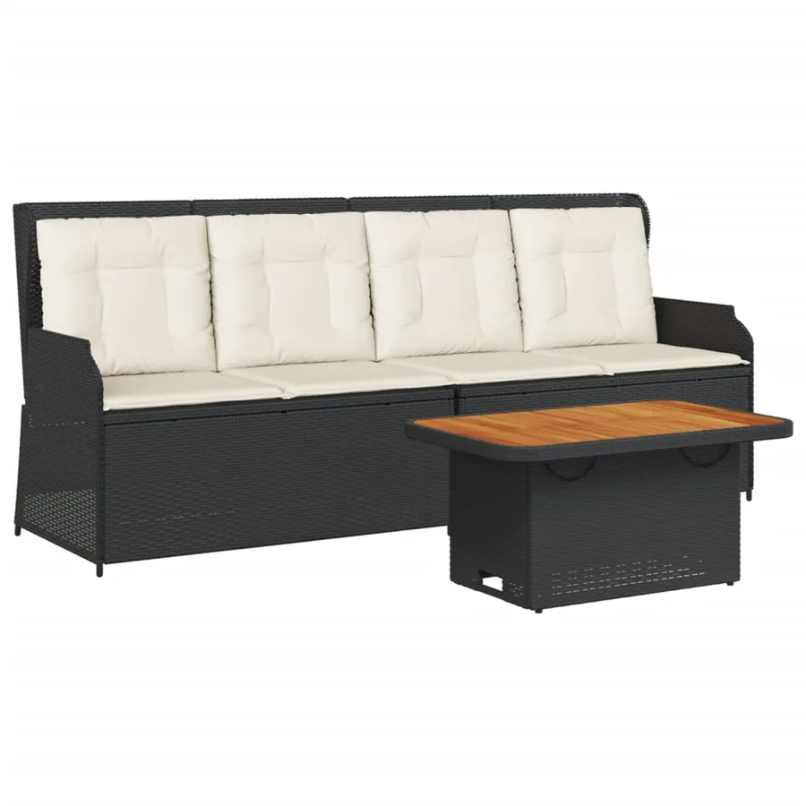 Salon de jardin 3 pcs avec coussins Noir Résine tressée - 2