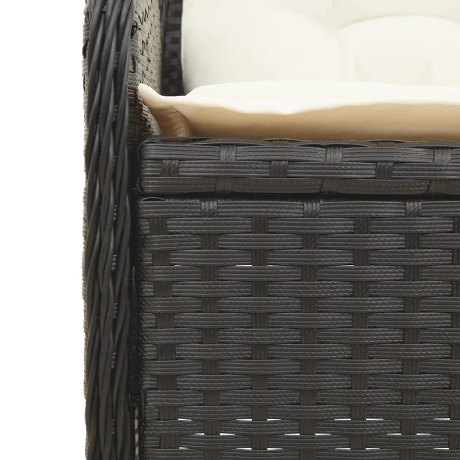 Salon de jardin 3 pcs avec coussins Noir Résine tressée - 8
