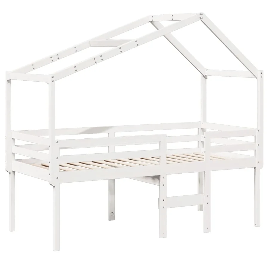 Lit haut sans matelas blanc 90x200 cm bois de pin massif - 3