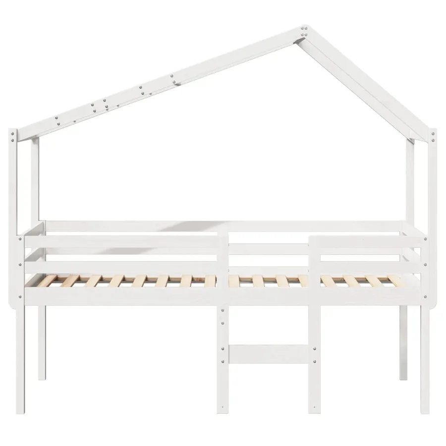 Lit haut sans matelas blanc 90x200 cm bois de pin massif - 4