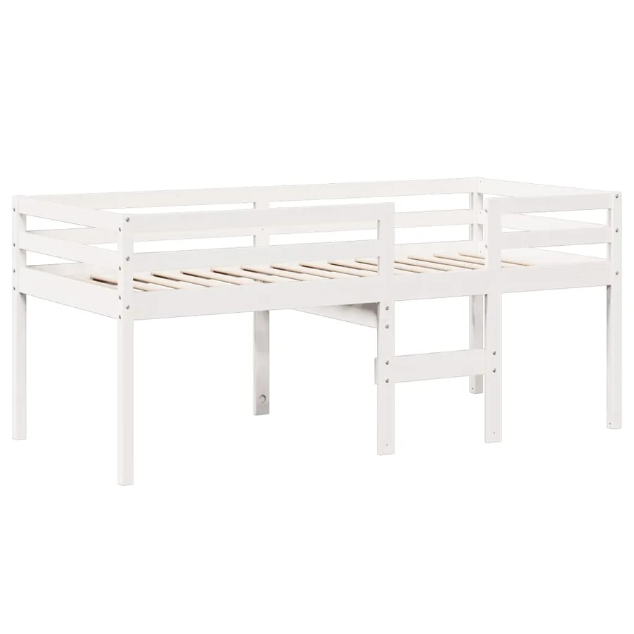 Lit haut sans matelas blanc 90x200 cm bois de pin massif - 5