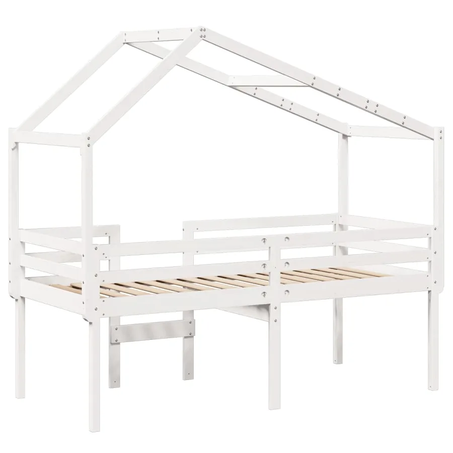 Lit haut sans matelas blanc 90x200 cm bois de pin massif - 8