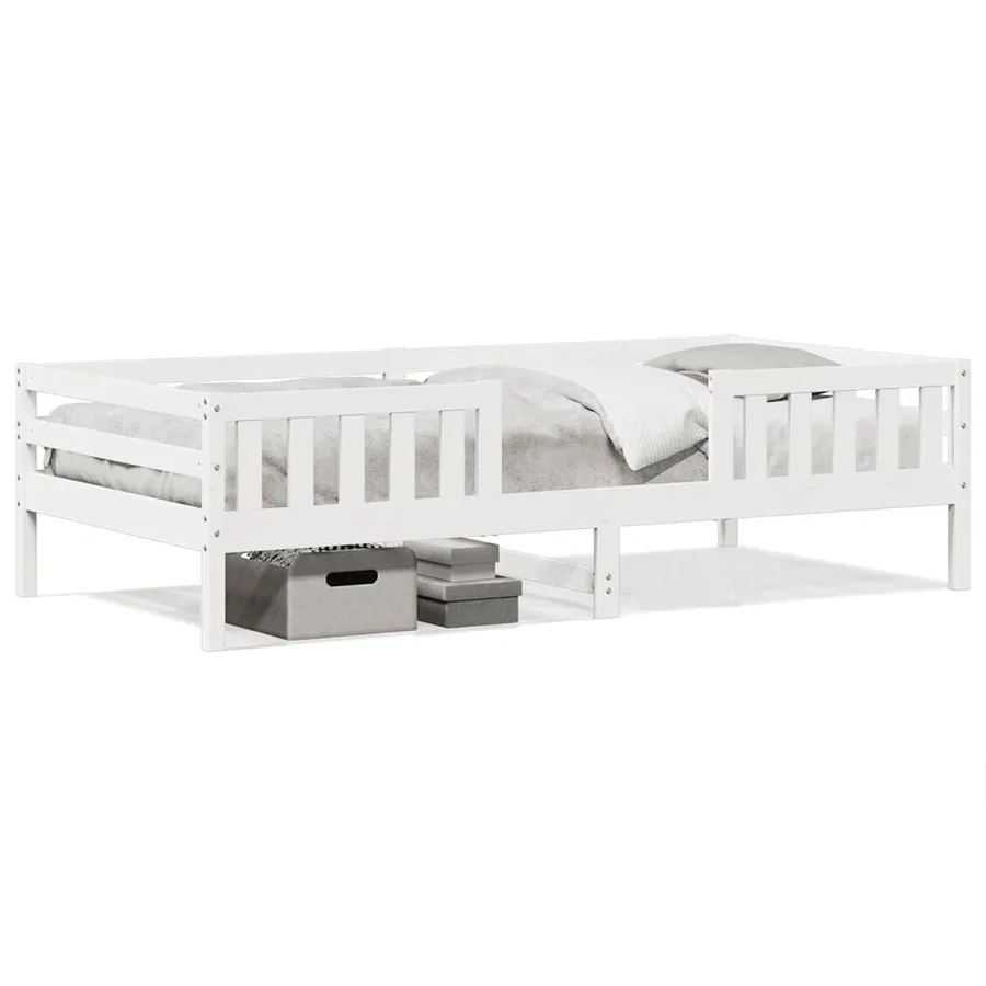 Cadre de lit sans matelas blanc 90x200 cm bois de pin massif - 2