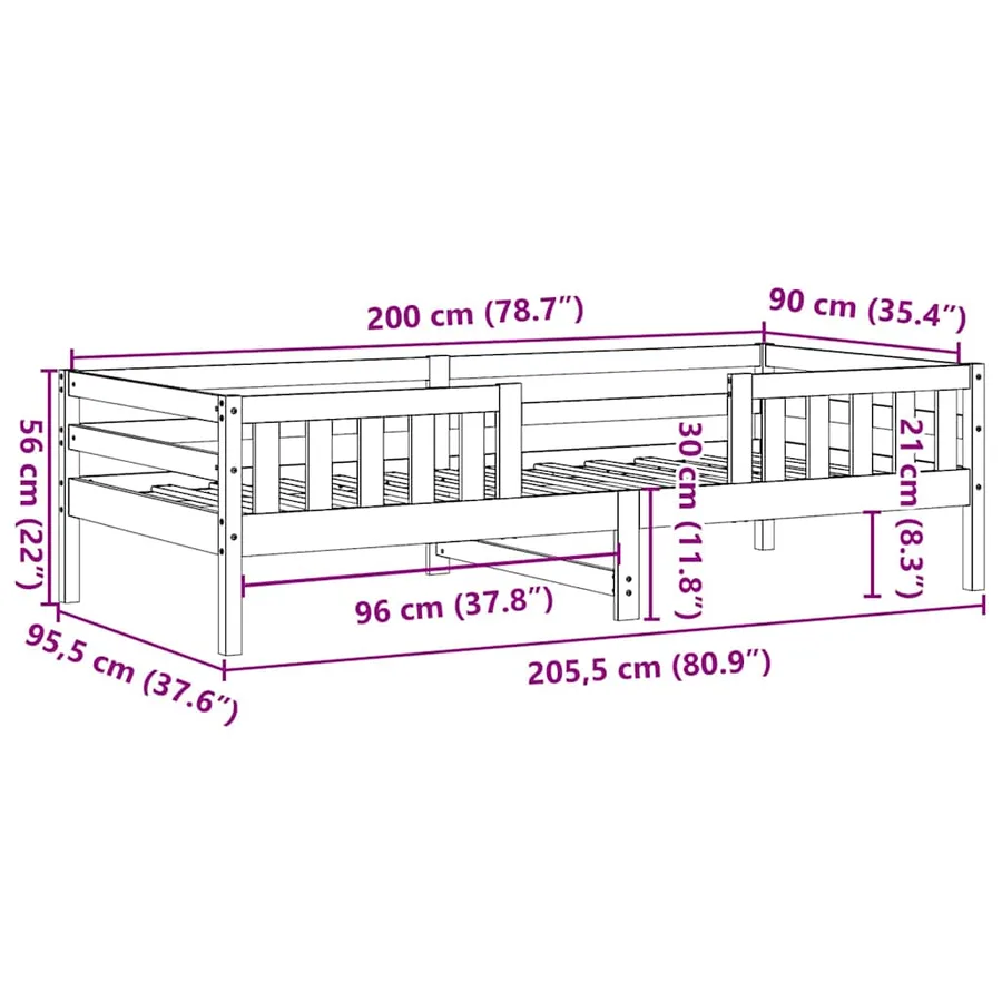 Cadre de lit sans matelas blanc 90x200 cm bois de pin massif - 9