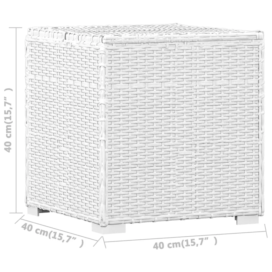 Chaise longue avec coussin et table à thé rotin Blanc - 13