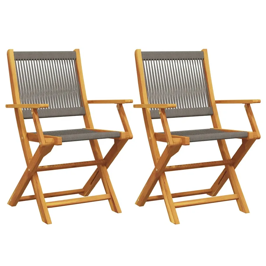 Chaises de jardin lot de 2 gris bois d'acacia et polypropylène - 2