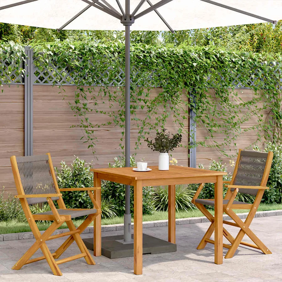Chaises de jardin lot de 2 gris bois d'acacia et polypropylène - 3