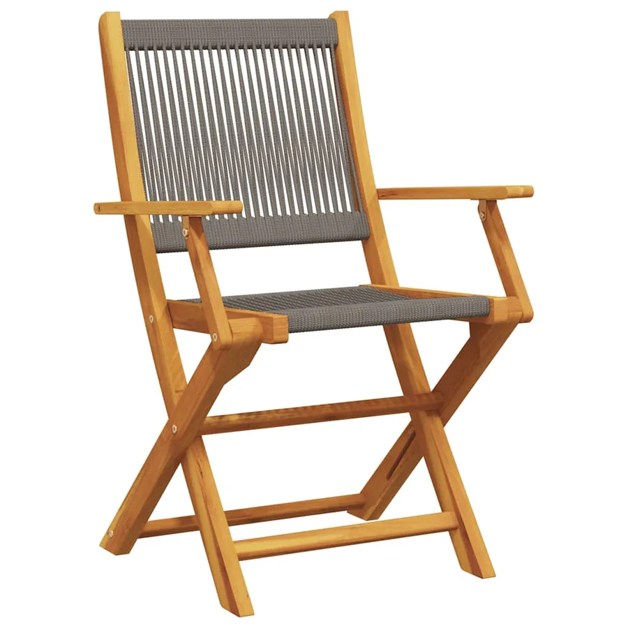 Chaises de jardin lot de 2 gris bois d'acacia et polypropylène - 4