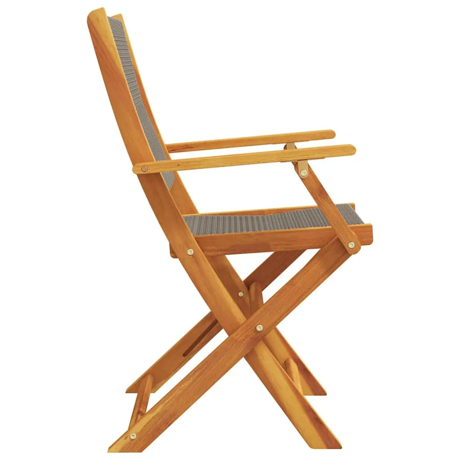 Chaises de jardin lot de 2 gris bois d'acacia et polypropylène - 6