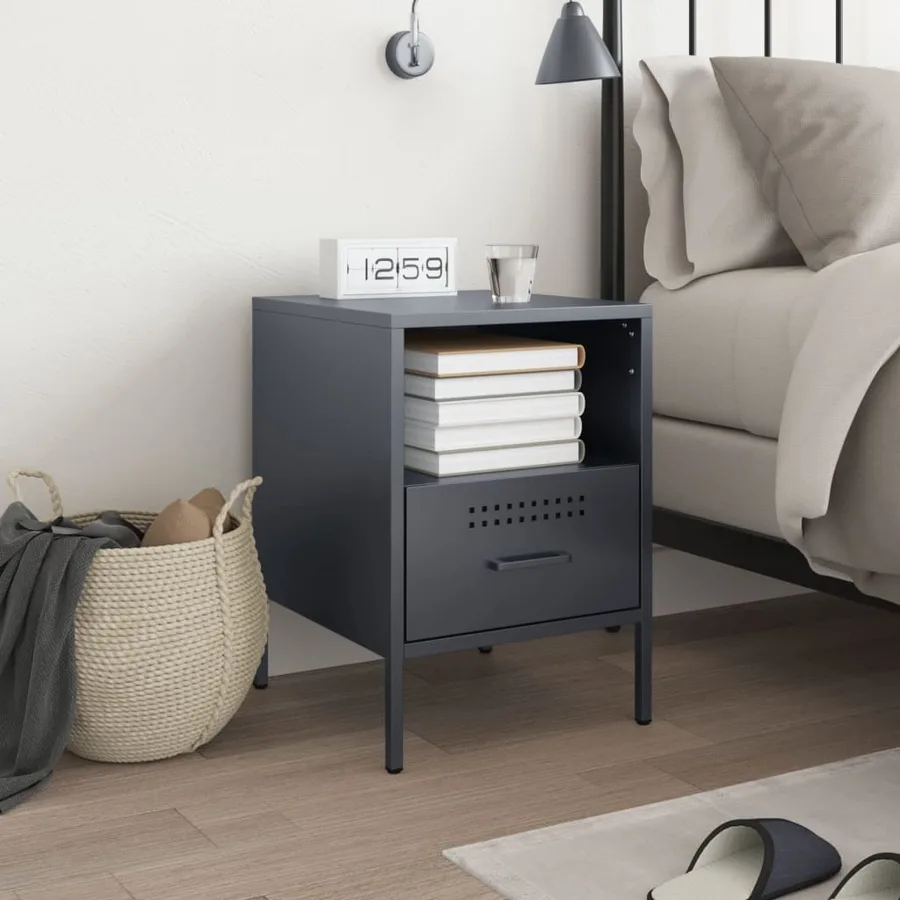 Table de chevet anthracite 36x39x50,5 cm acier - 3