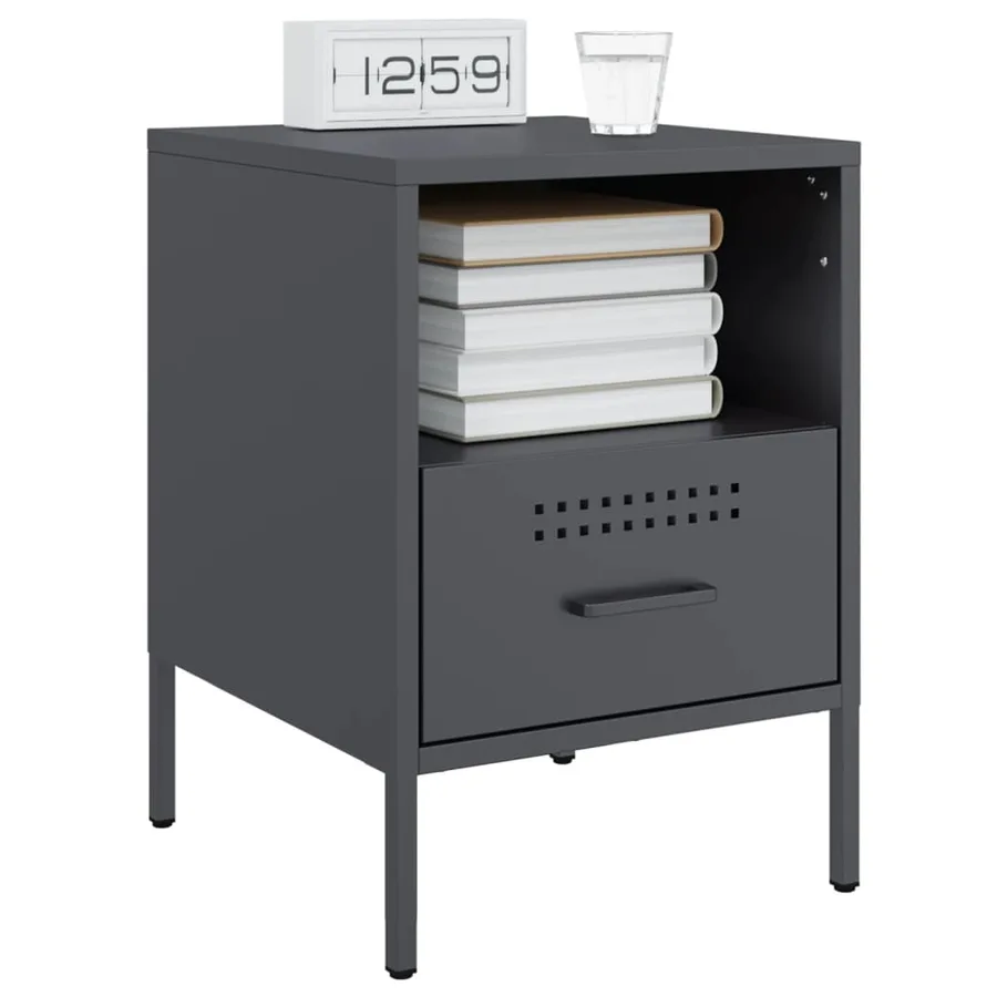 Table de chevet anthracite 36x39x50,5 cm acier - 4