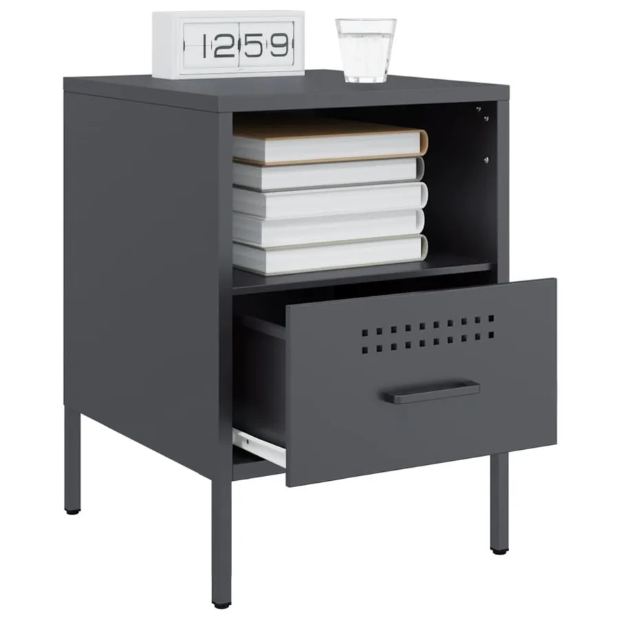 Table de chevet anthracite 36x39x50,5 cm acier - 5