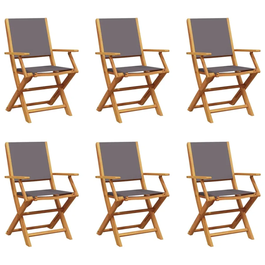 Chaises de jardin pliantes lot de 6 tissu et bois massif - 2