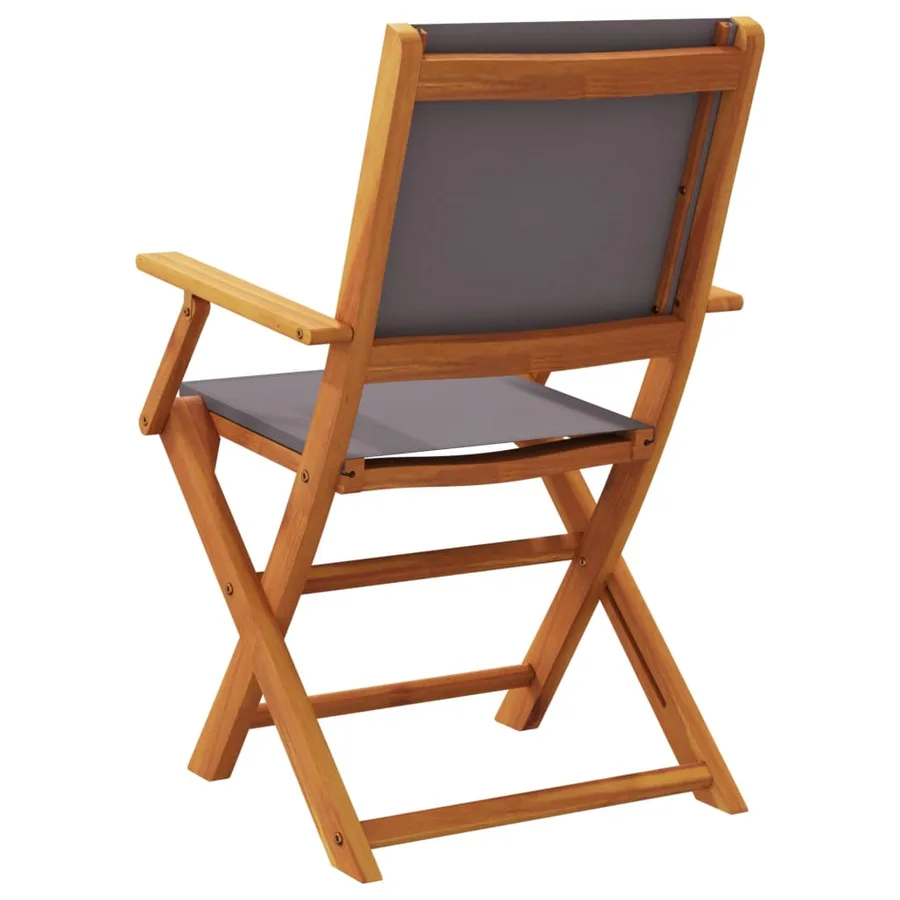 Chaises de jardin pliantes lot de 6 tissu et bois massif - 6