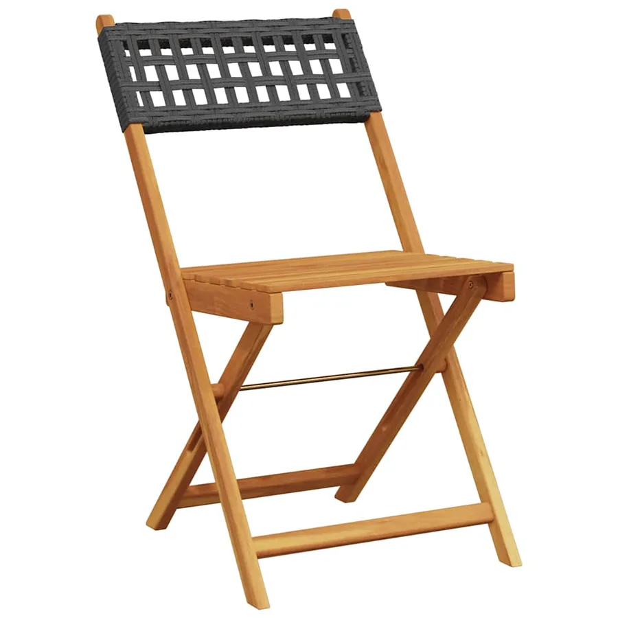 Ensemble de bistro 3 pcs noir résine tressée et bois massif - 3