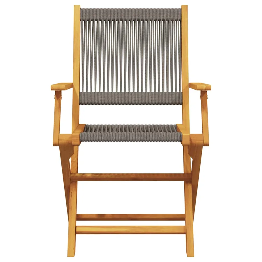 Ensemble de bistro 3 pcs gris polypropylène et bois massif - 4