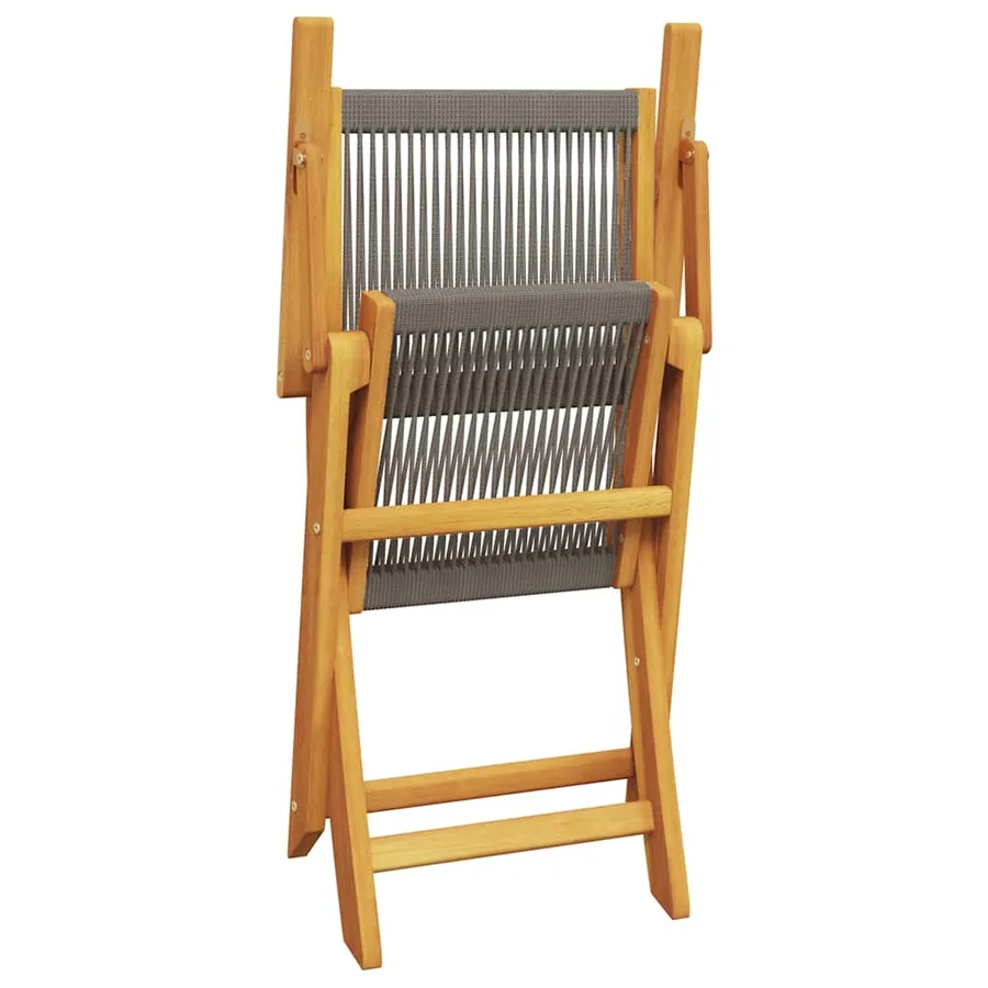 Ensemble de bistro 3 pcs gris polypropylène et bois massif - 8