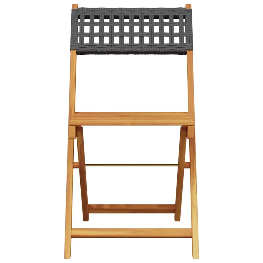 Ensemble de bistro 3 pcs noir résine tressée et bois massif - 4