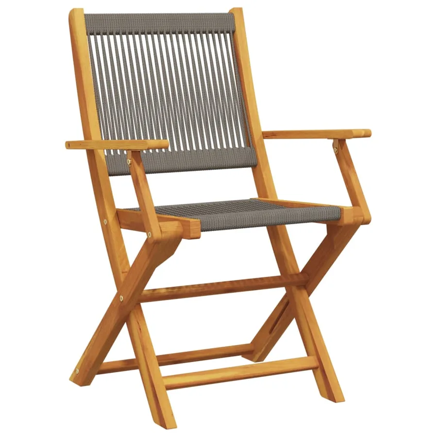 Ensemble de bistro 3 pcs gris polypropylène et bois massif - 3