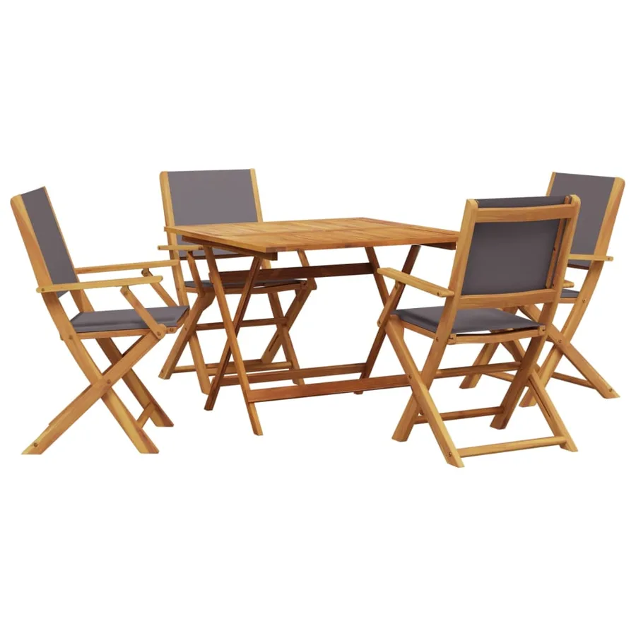 Ensemble à manger de jardin 5 pcs anthracite tissu bois massif - 2