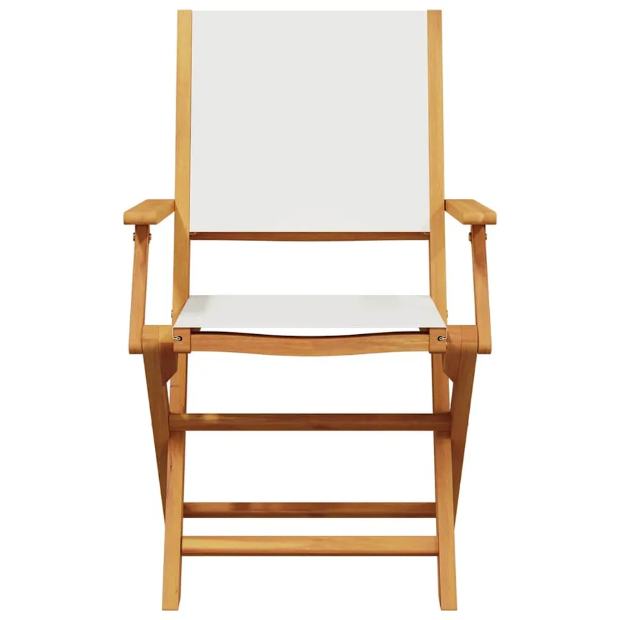 Ensemble de bistro 3 pcs blanc crème tissu et bois massif - 4