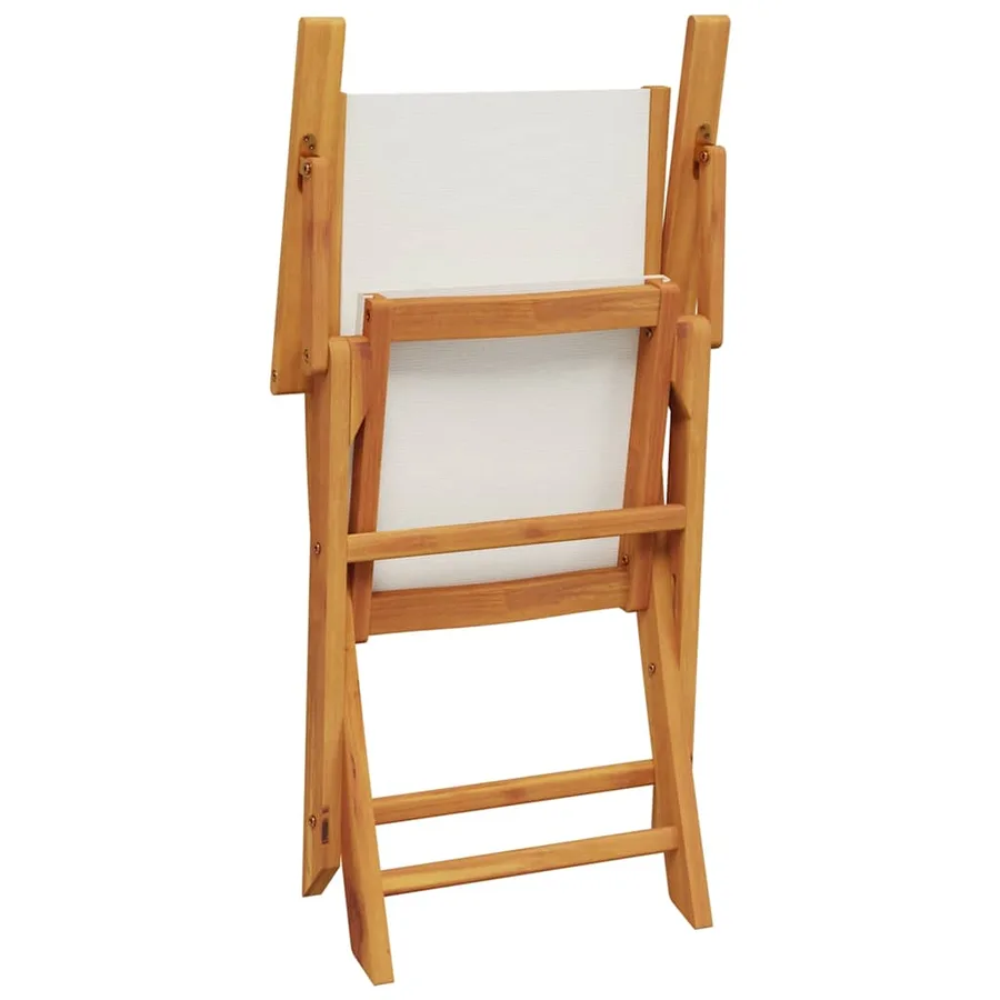 Ensemble de bistro 3 pcs blanc crème tissu et bois massif - 7