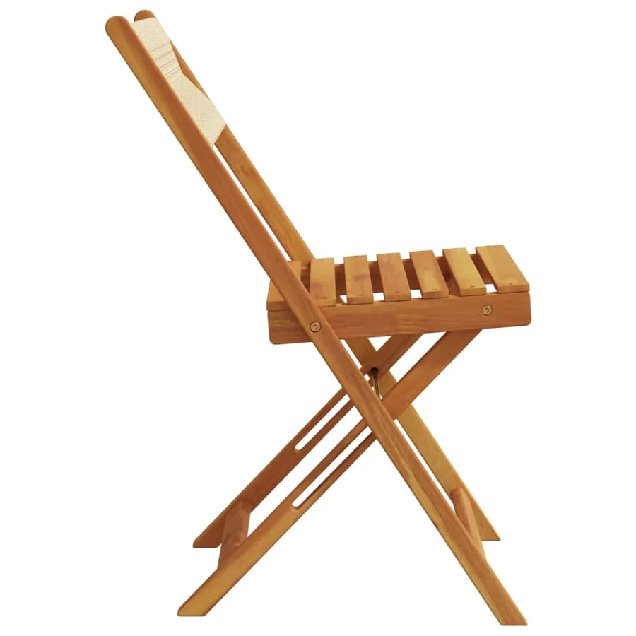 Chaises de jardin pliantes lot de 8 beige bois d'acacia massif - 5