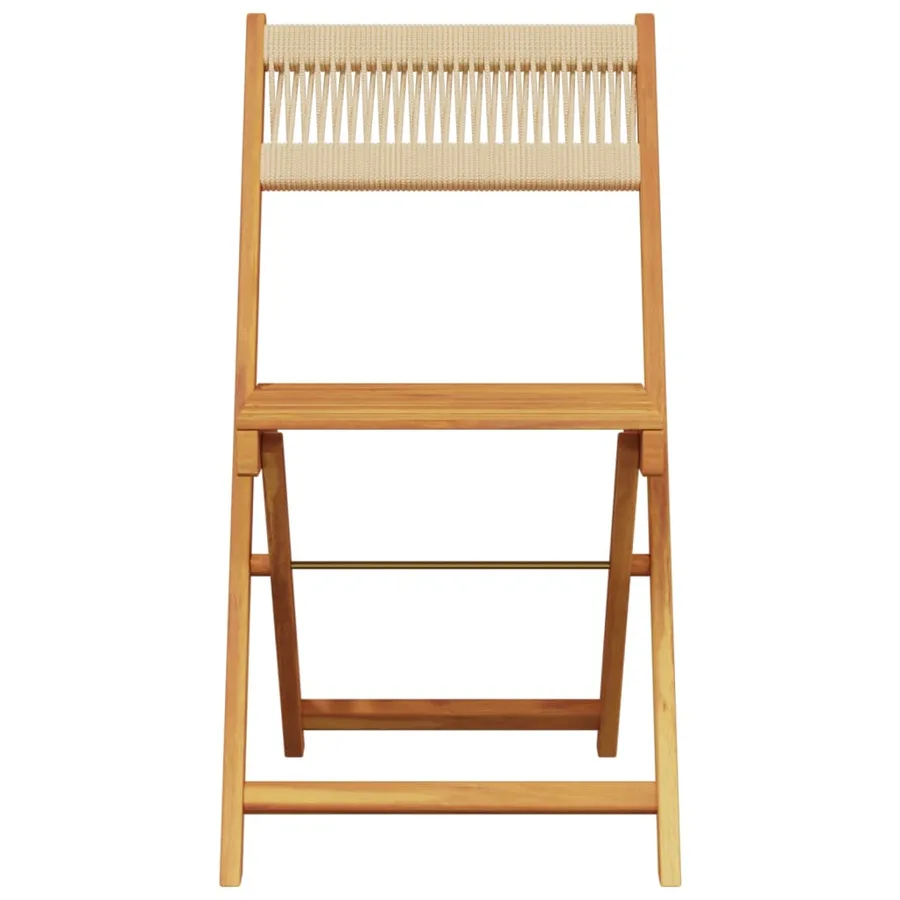 Ensemble de bistro 3 pcs beige polypropylène et bois massif - 6