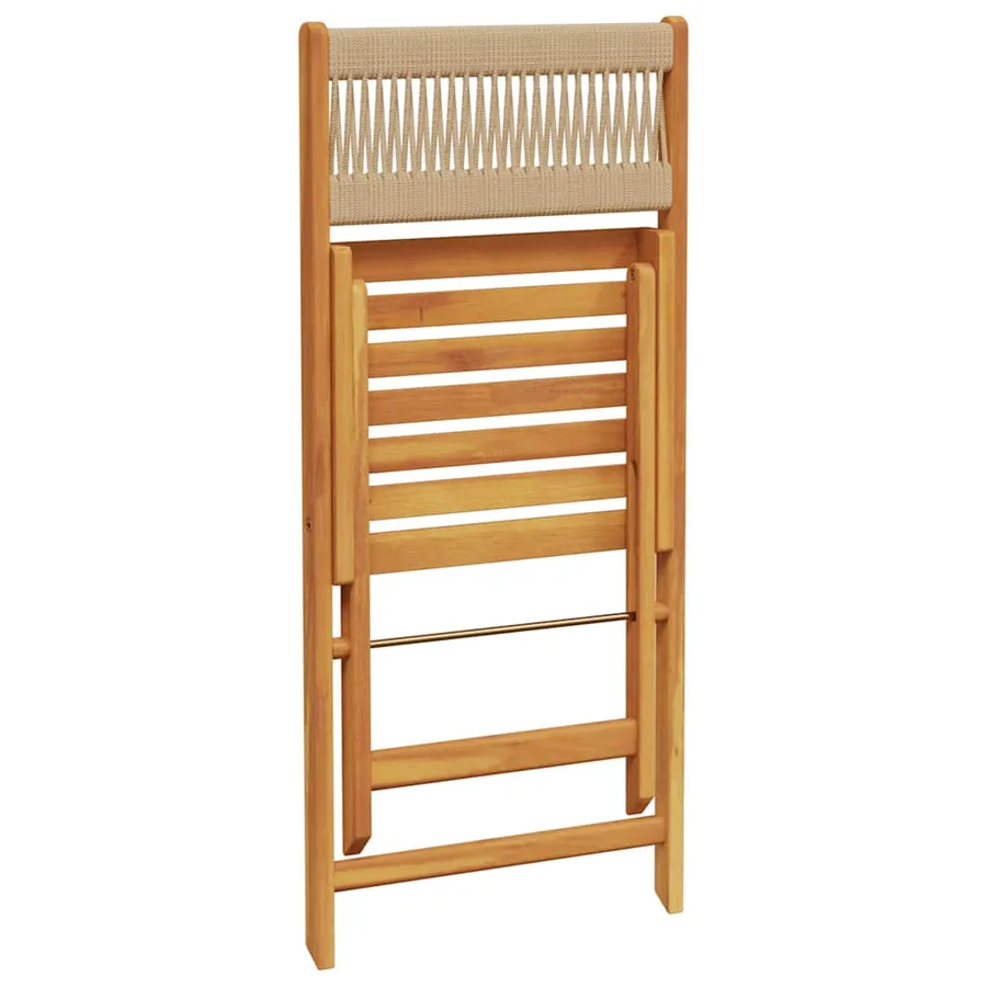 Ensemble de bistro 3 pcs beige polypropylène et bois massif - 7