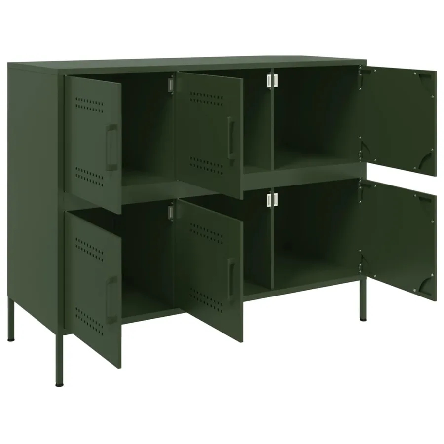 Buffet vert olive 100,5x39x79 cm acier - 11