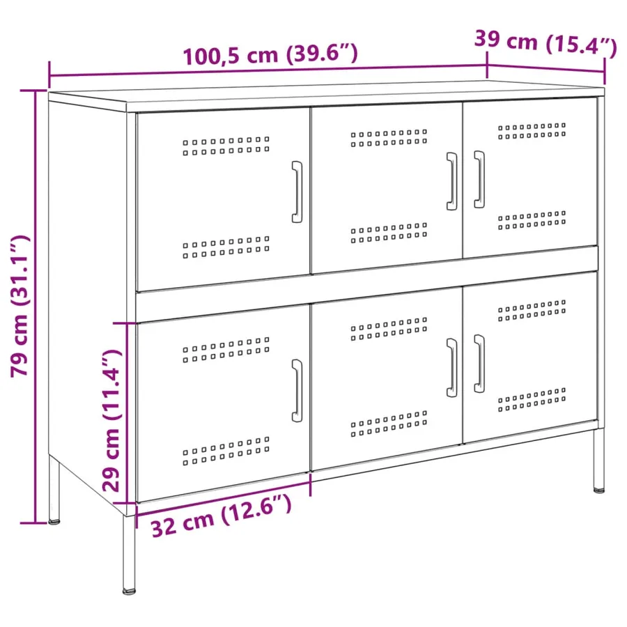 Buffet vert olive 100,5x39x79 cm acier - 14