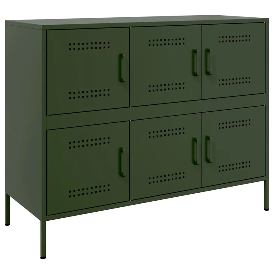 Buffet vert olive 100,5x39x79 cm acier - 2