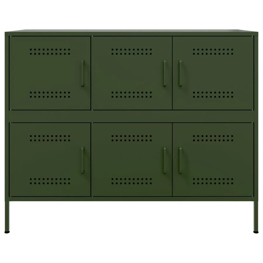 Buffet vert olive 100,5x39x79 cm acier - 6