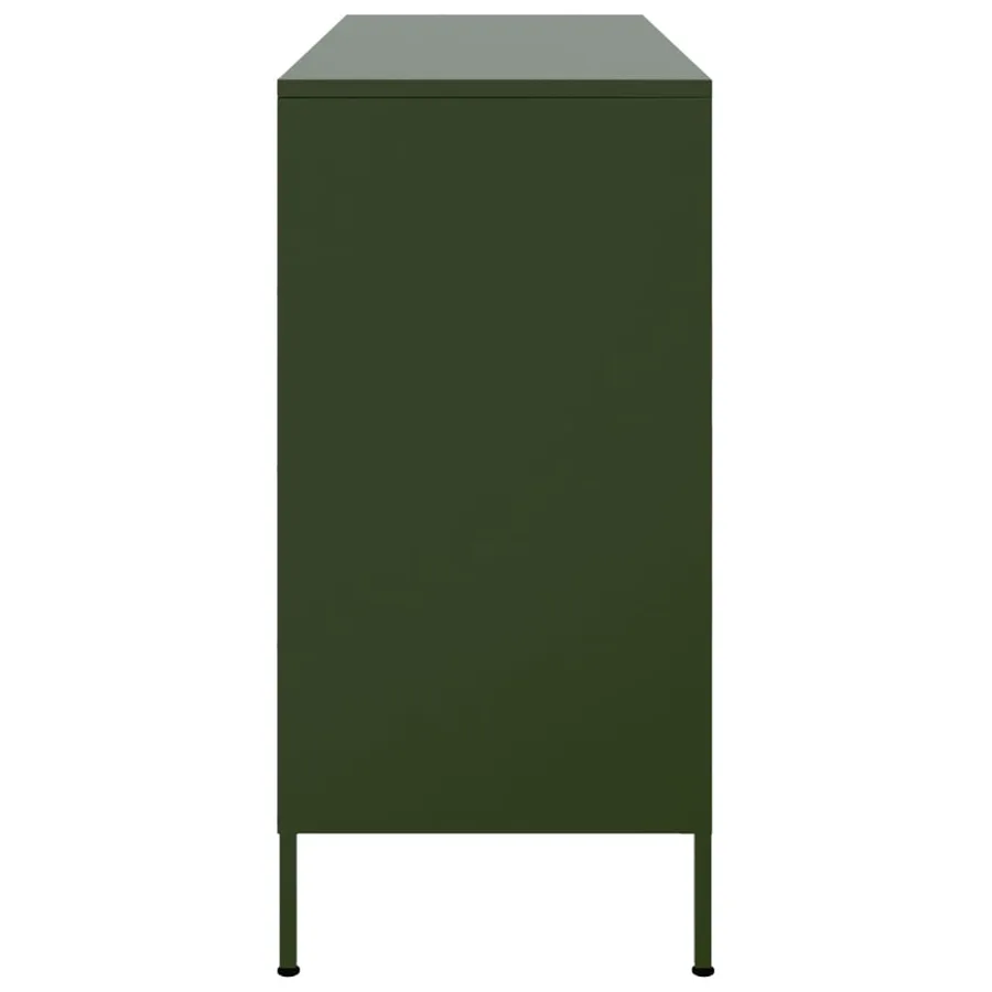 Buffet vert olive 100,5x39x79 cm acier - 7