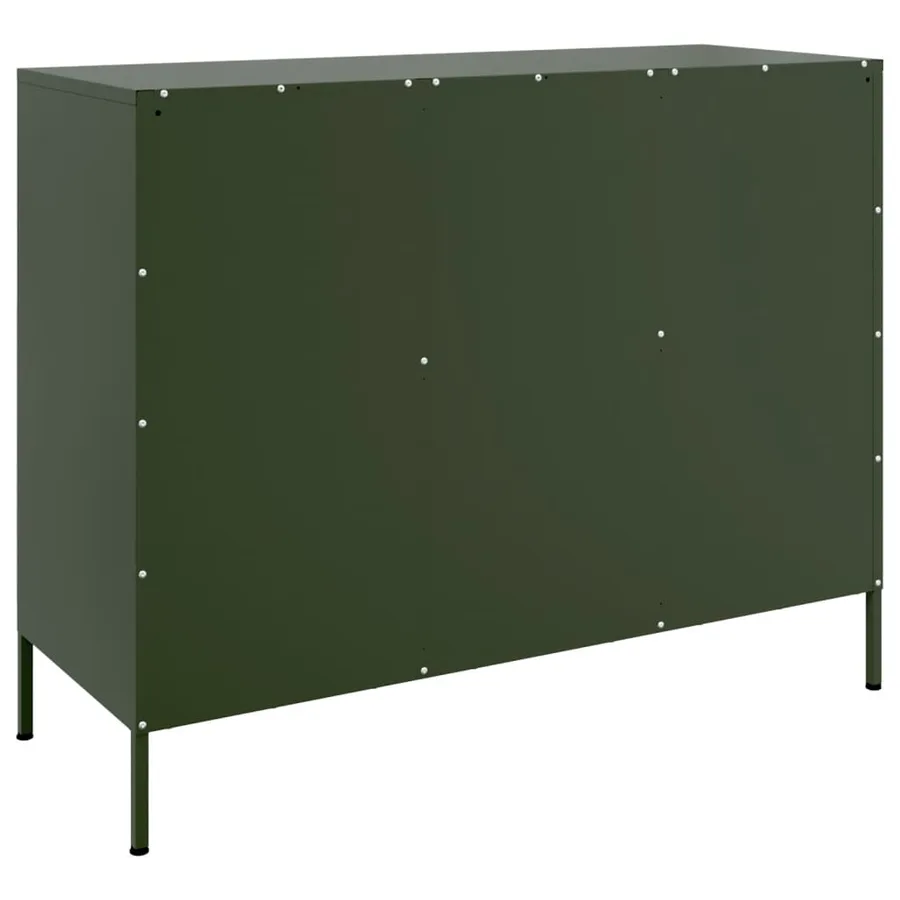 Buffet vert olive 100,5x39x79 cm acier - 8