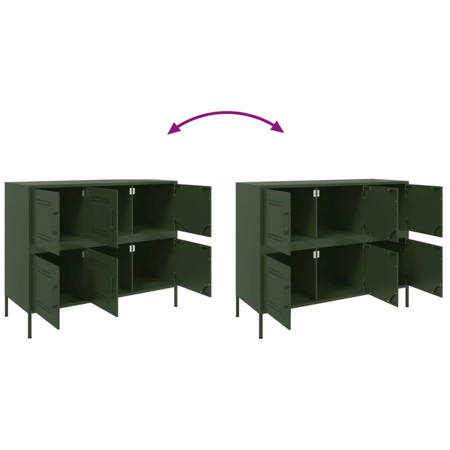 Buffet vert olive 100,5x39x79 cm acier - 9