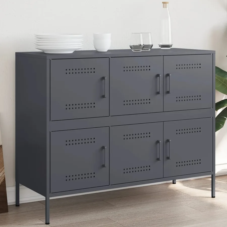 Buffet anthracite 100,5x39x79 cm acier