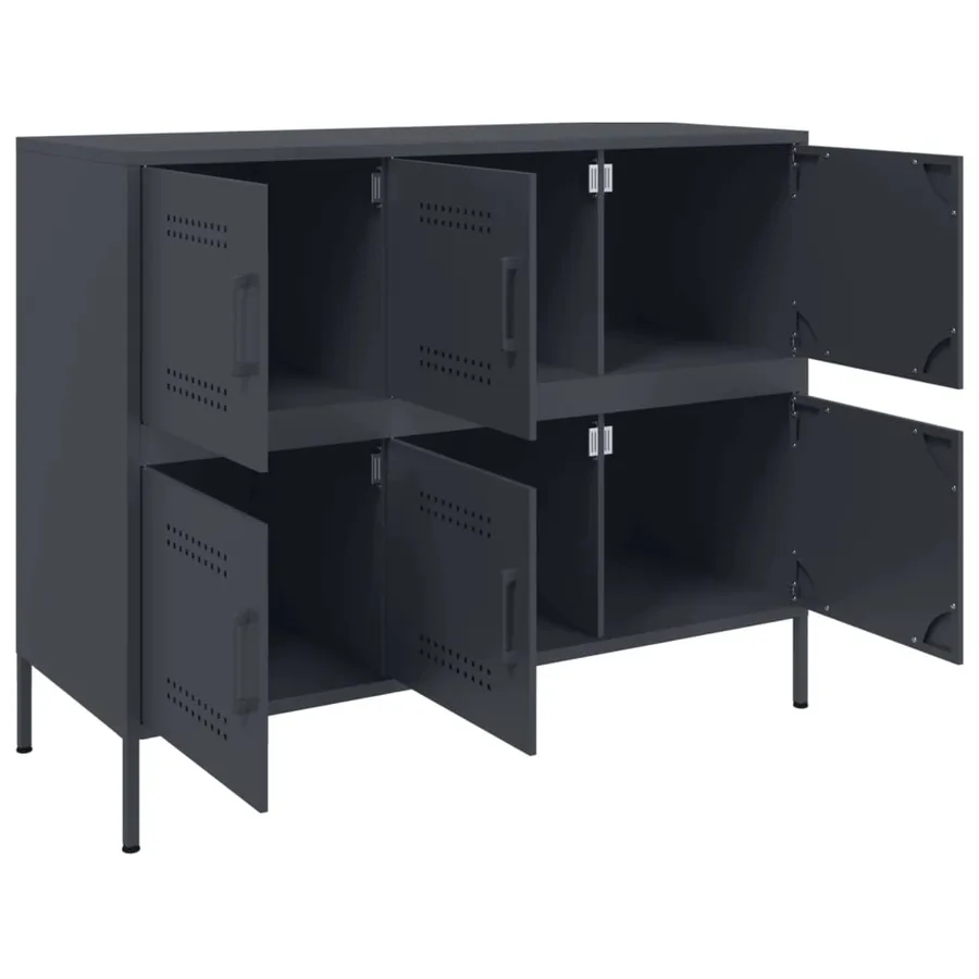 Buffet anthracite 100,5x39x79 cm acier - 10