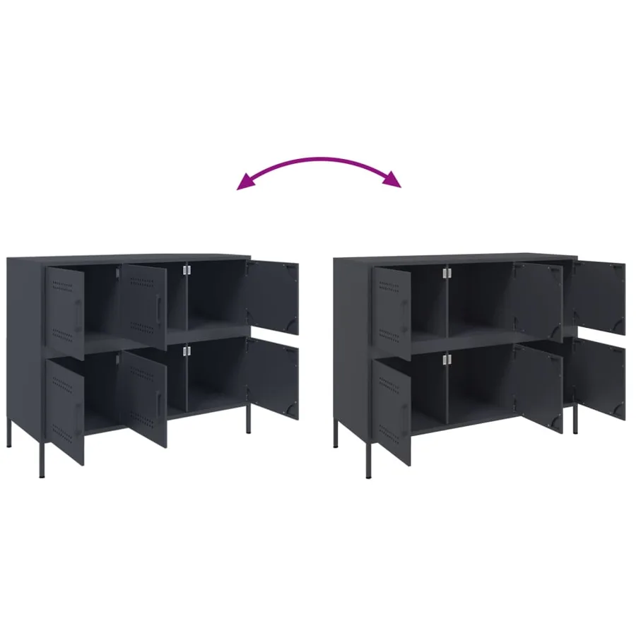 Buffet anthracite 100,5x39x79 cm acier - 11