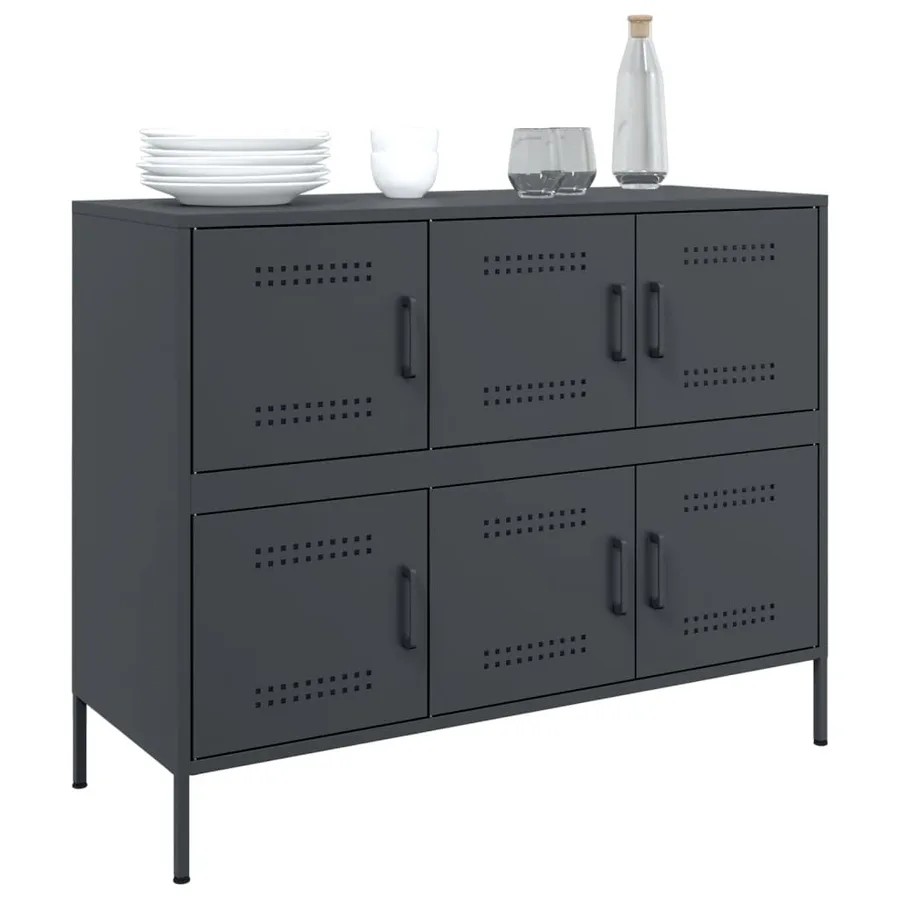 Buffet anthracite 100,5x39x79 cm acier - 5