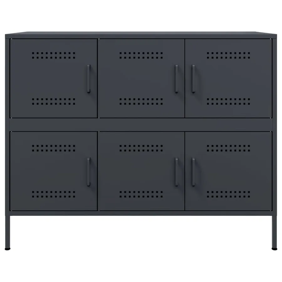 Buffet anthracite 100,5x39x79 cm acier - 6