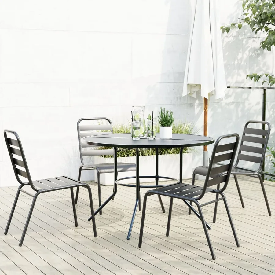 Ensemble de chaises de jardin empilables 5 pcs anthracite